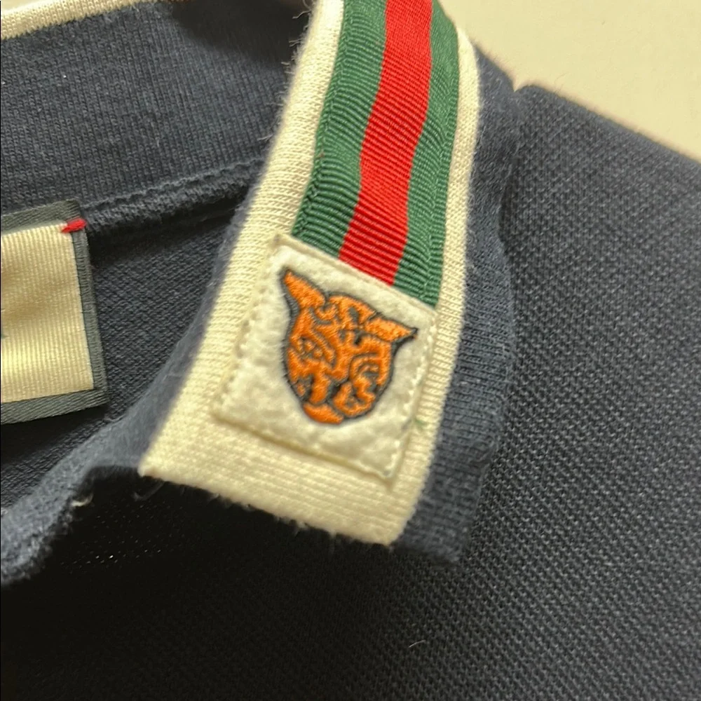 Gucci Blue Polo Shirt with Classic Collar and Short Sleeves